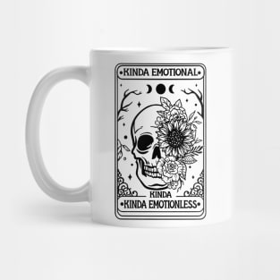 Kinda Emotional Kinda Emotionless Shirt, Skeleton Tarot Card Shirt, Tarot flower skull shirt, Flower Skull Shirt, Tarot Card Lover Shirt, Skeleton Mug